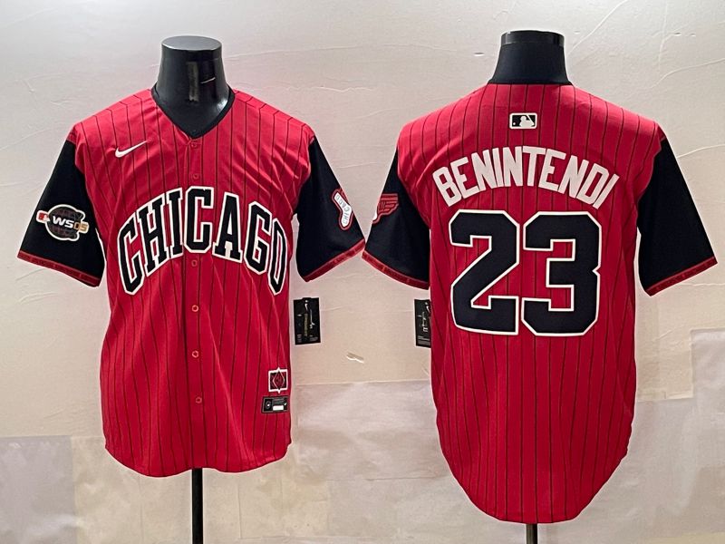 Men Chicago White Sox #23 Benintendi Red Stripe Joint Name 2025 Nike MLB Jersey style 6->chicago white sox->MLB Jersey
